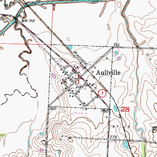 Topographic Map of Village of Aullville, MO