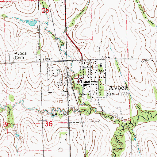 Topographic Map of Village of Avoca, NE