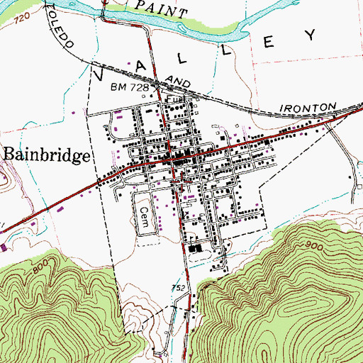 Topographic Map of Village of Bainbridge, OH