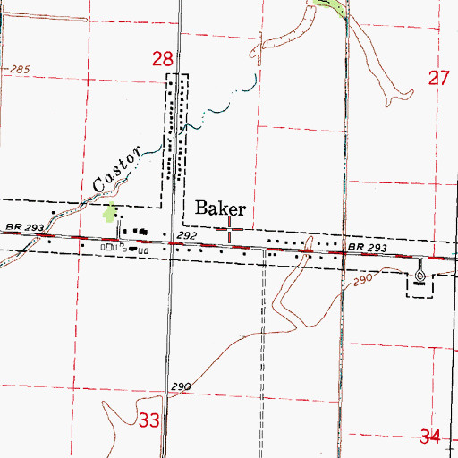 Topographic Map of Village of Baker, MO