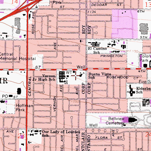 Topographic Map of Buena Vista Kindergarten, CA
