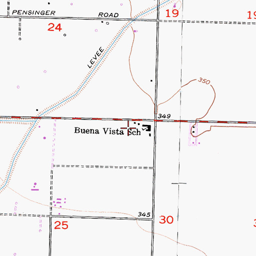 Topographic Map of Buena Vista Elementary School, CA