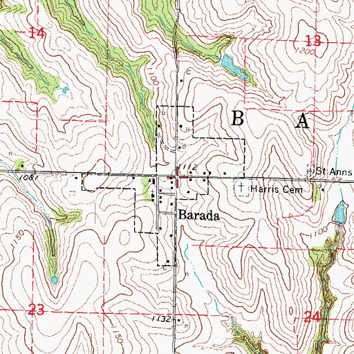 Topographic Map of Village of Barada, NE