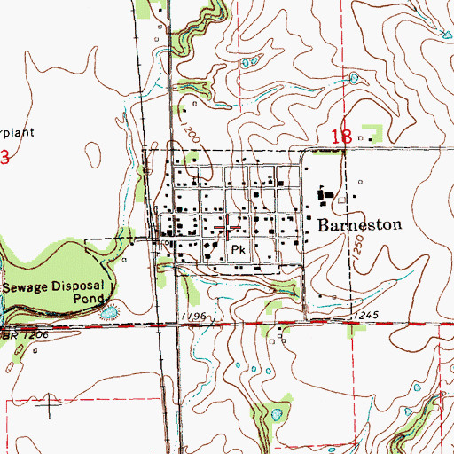 Topographic Map of Village of Barneston, NE