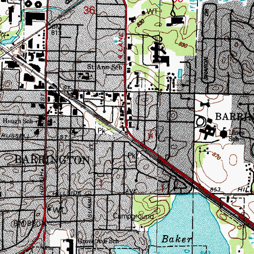 Topographic Map of Village of Barrington, IL