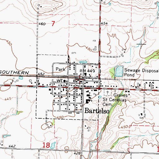 Topographic Map of Village of Bartelso, IL
