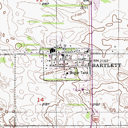 Topographic Map of Village of Bartlett, NE