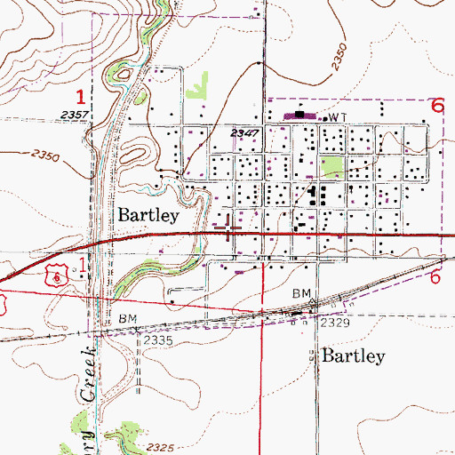 Topographic Map of Village of Bartley, NE