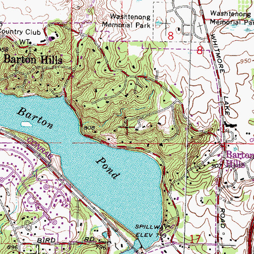 Topographic Map of Village of Barton Hills, MI