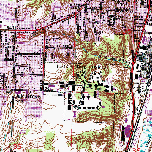 Topographic Map of Village of Bartonville, IL