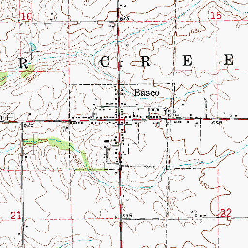 Topographic Map of Village of Basco, IL
