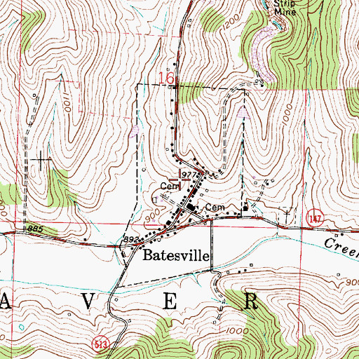 Topographic Map of Village of Batesville, OH