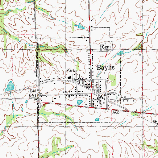 Topographic Map of Village of Baylis, IL