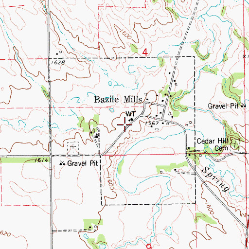 Topographic Map of Village of Bazile Mills, NE