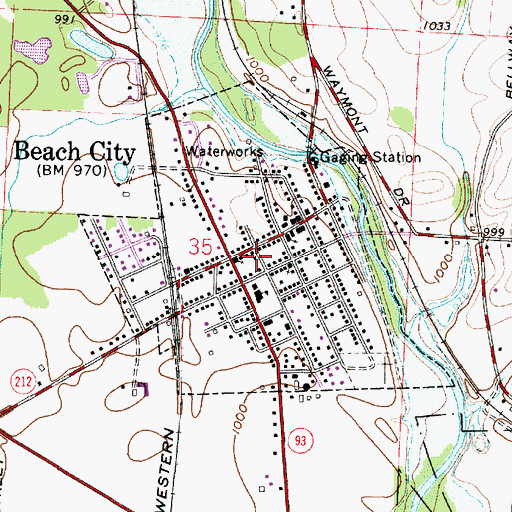 Topographic Map of Village of Beach City, OH