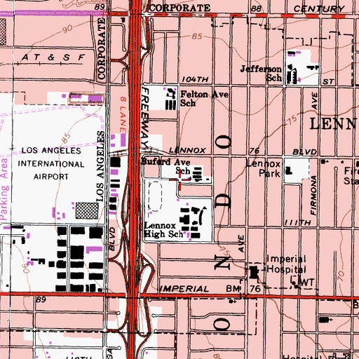Topographic Map of Buford Elementary School, CA
