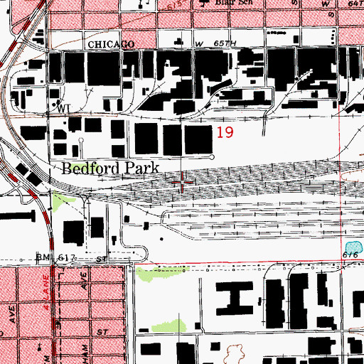 Topographic Map of Village of Bedford Park, IL