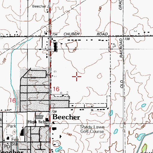 Topographic Map of Village of Beecher, IL