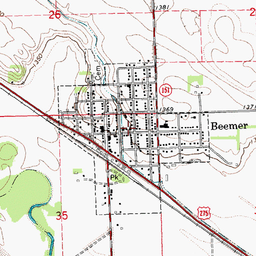 Topographic Map of Village of Beemer, NE