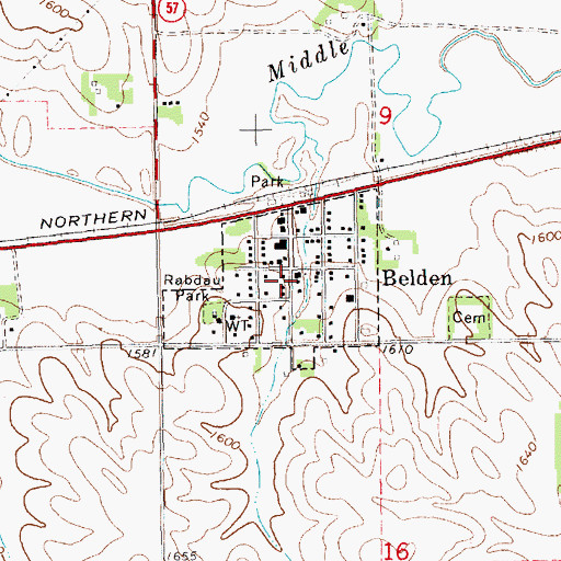 Topographic Map of Village of Belden, NE