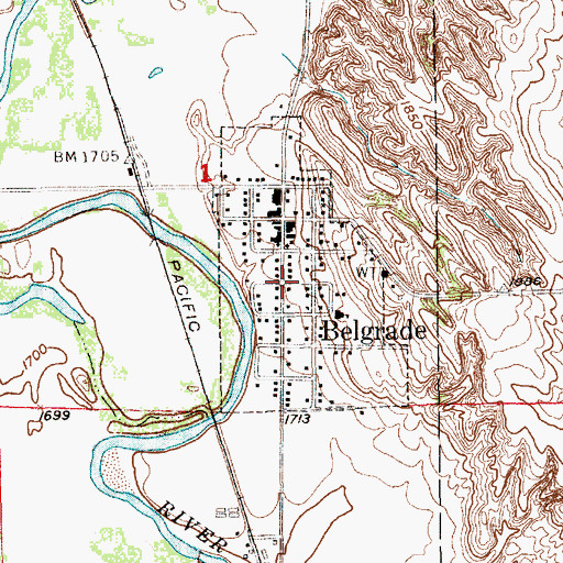 Topographic Map of Village of Belgrade, NE