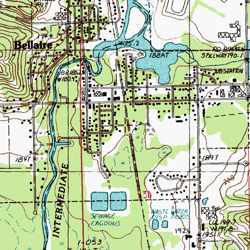 Topographic Map of Village of Bellaire, MI
