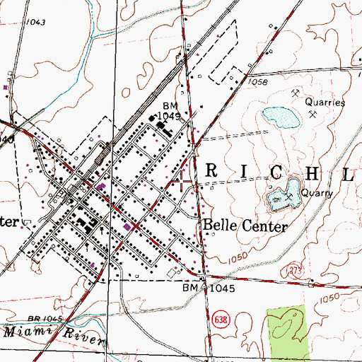 Topographic Map of Village of Belle Center, OH