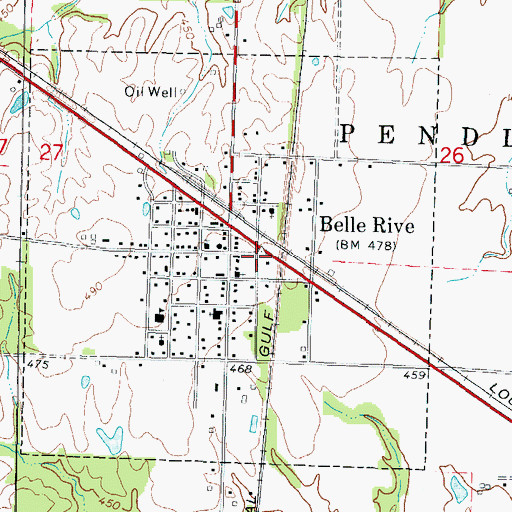 Topographic Map of Village of Belle Rive, IL