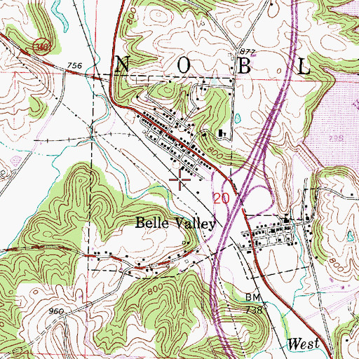 Topographic Map of Village of Belle Valley, OH