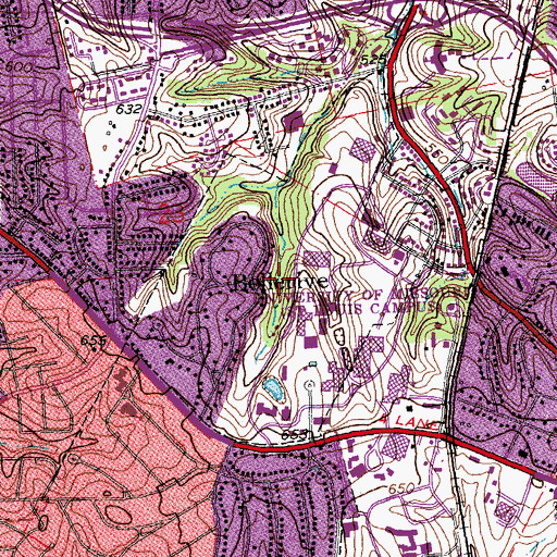 Topographic Map of City of Bellerive Acres, MO