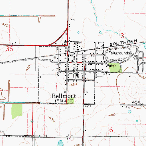 Topographic Map of Village of Bellmont, IL