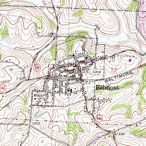 Topographic Map of Village of Belmont, OH