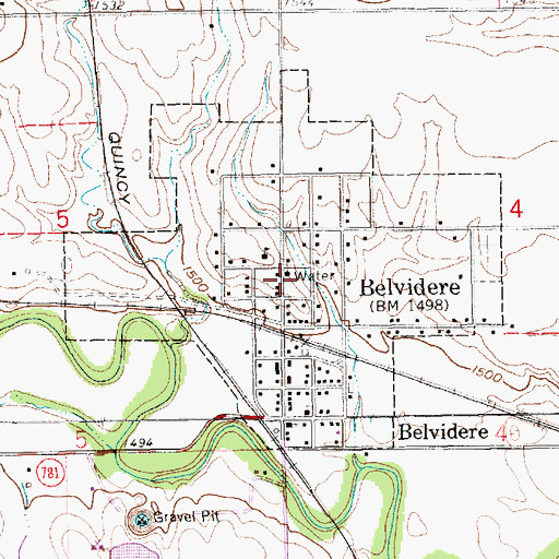 Topographic Map of Village of Belvidere, NE