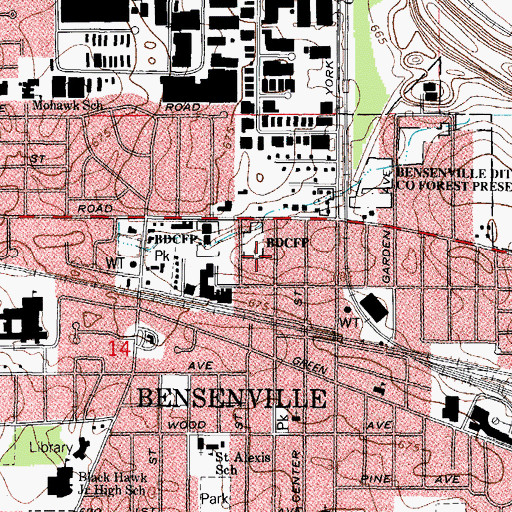 Topographic Map of Village of Bensenville, IL