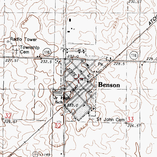 Topographic Map of Village of Benson, IL