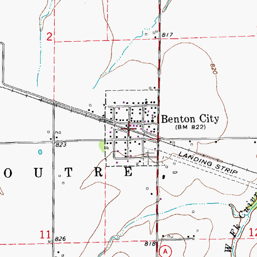 Topographic Map of Village of Benton City, MO
