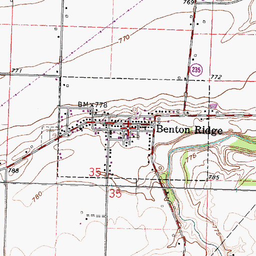 Topographic Map of Village of Benton Ridge, OH