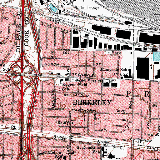 Topographic Map of Village of Berkeley, IL