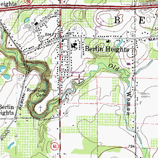 Topographic Map of Village of Berlin Heights, OH