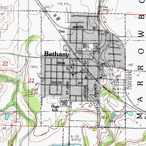 Topographic Map of Village of Bethany, IL