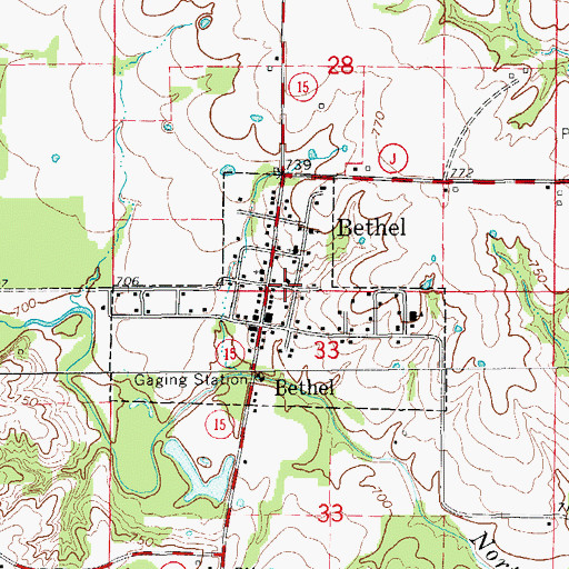Topographic Map of Village of Bethel, MO