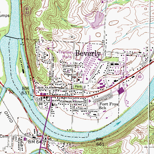 Topographic Map of Village of Beverly, OH