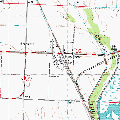 Topographic Map of Village of Bigelow, MO