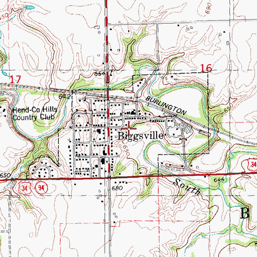Topographic Map of Village of Biggsville, IL