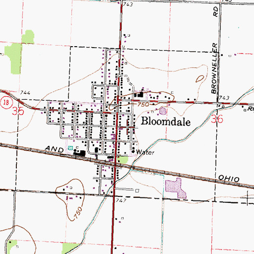 Topographic Map of Village of Bloomdale, OH