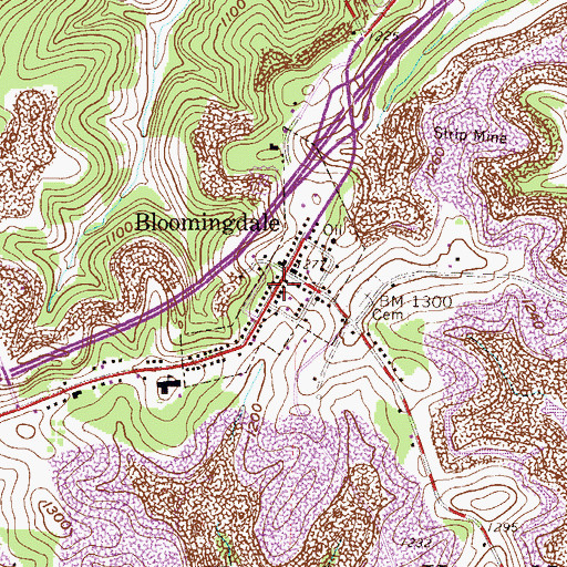 Topographic Map of Village of Bloomingdale, OH