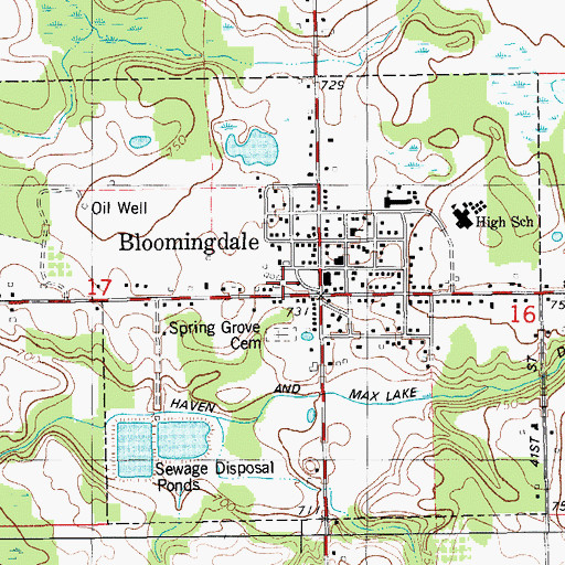 Topographic Map of Village of Bloomingdale, MI