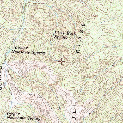 Topographic Map of Bull Ridge, CA