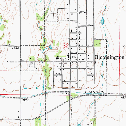 Topographic Map of Village of Bloomington, NE