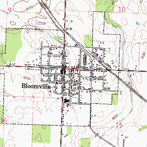 Topographic Map of Village of Bloomville, OH